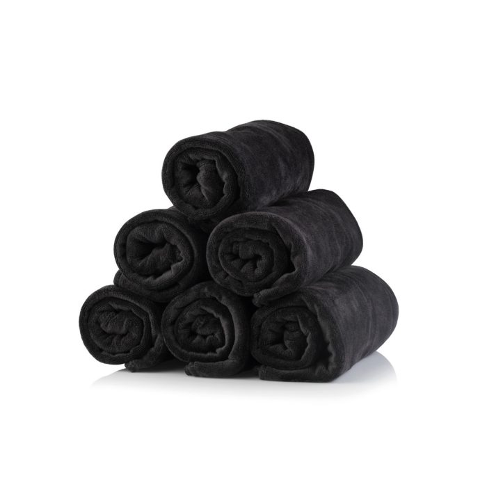 Black towel in soft microfibre